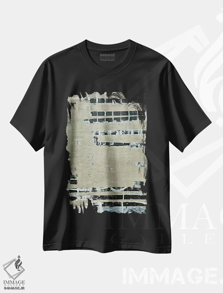 تیشرت مشکی طرح دار رستروس ۳، آبستره اثر کاترین شوایندن هامر | immage.ir