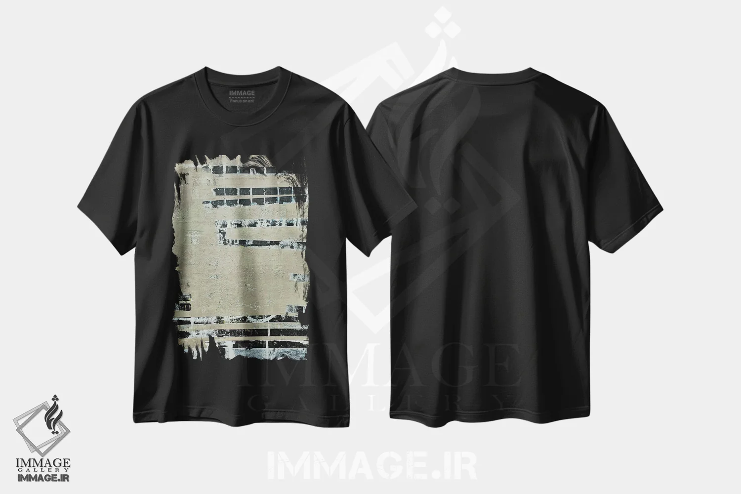 تیشرت مشکی طرح دار رستروس ۳، آبستره اثر کاترین شوایندن هامر | immage.ir