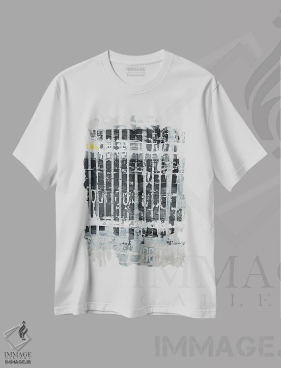 تیشرت سفید طرح دار رستروس ۱، آبستره اثر کاترین شوایندن هامر | فروشگاه ایماژ
