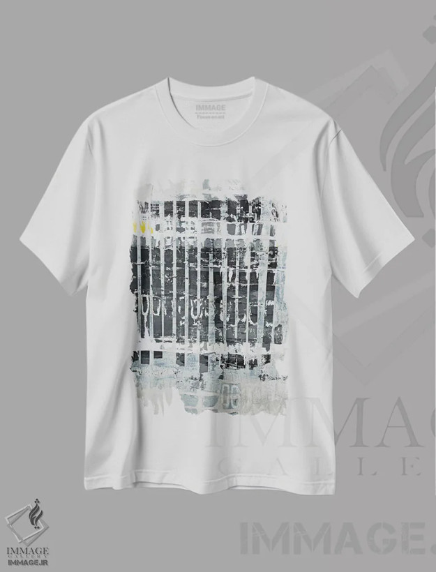 تیشرت سفید طرح دار رستروس ۱، آبستره اثر کاترین شوایندن هامر | فروشگاه ایماژ