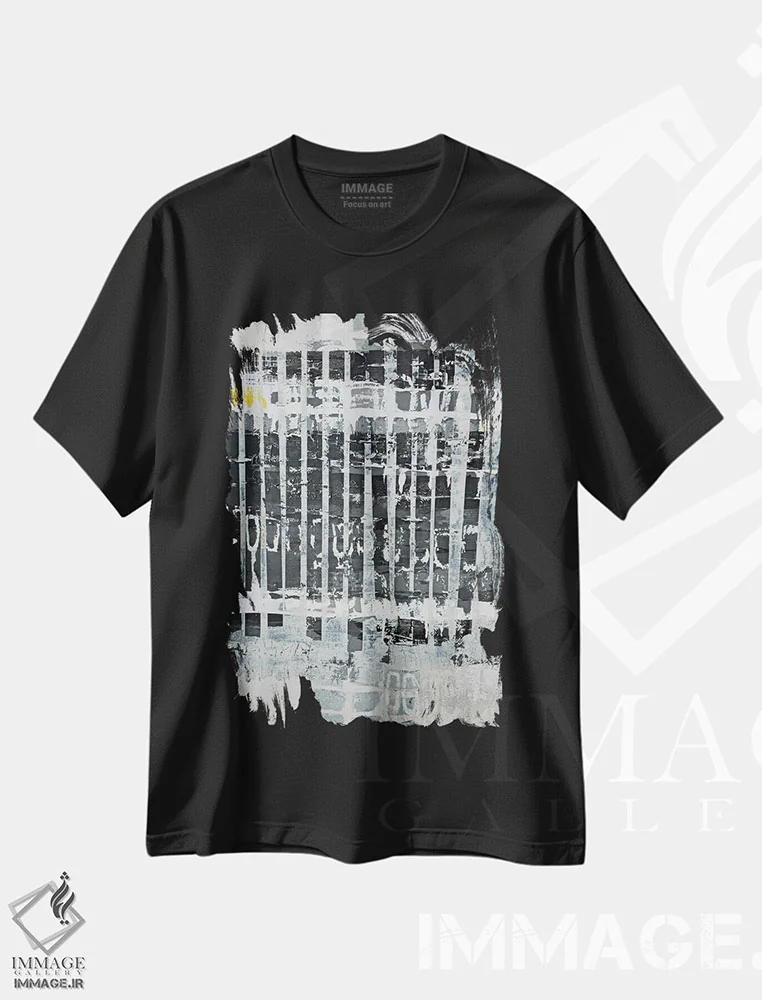 تیشرت مشکی طرح دار رستروس ۱، آبستره اثر کاترین شوایندن هامر | immage.ir