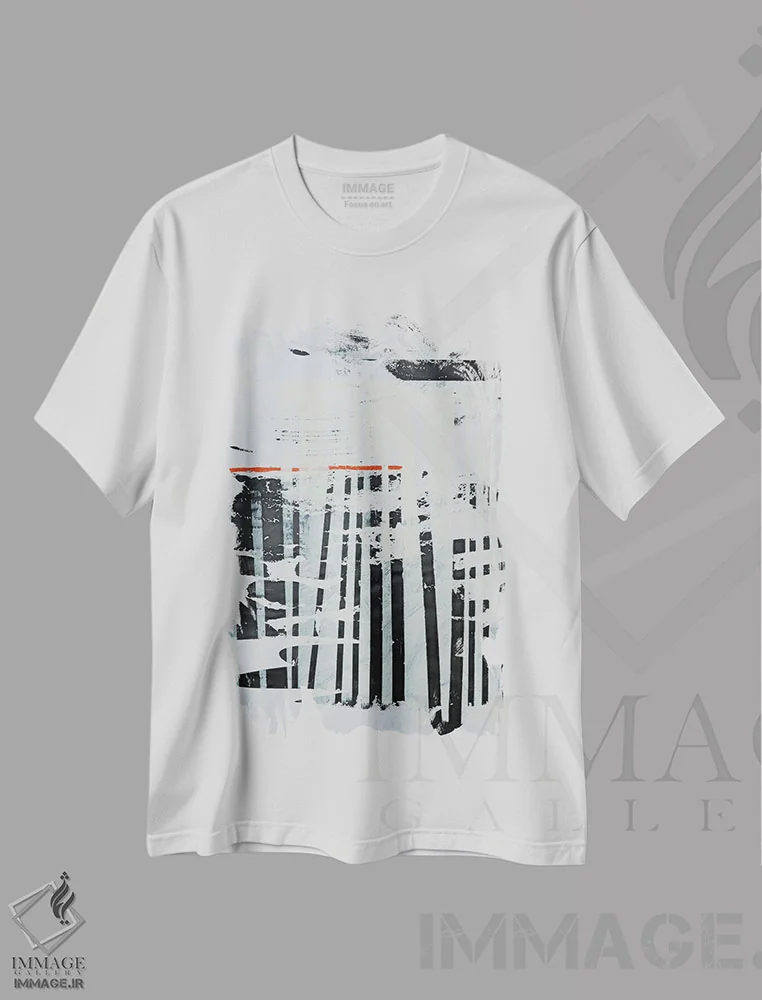 تیشرت سفید طرح دار رستروس ۵، آبستره اثر کاترین شوایندن هامر | immage.ir