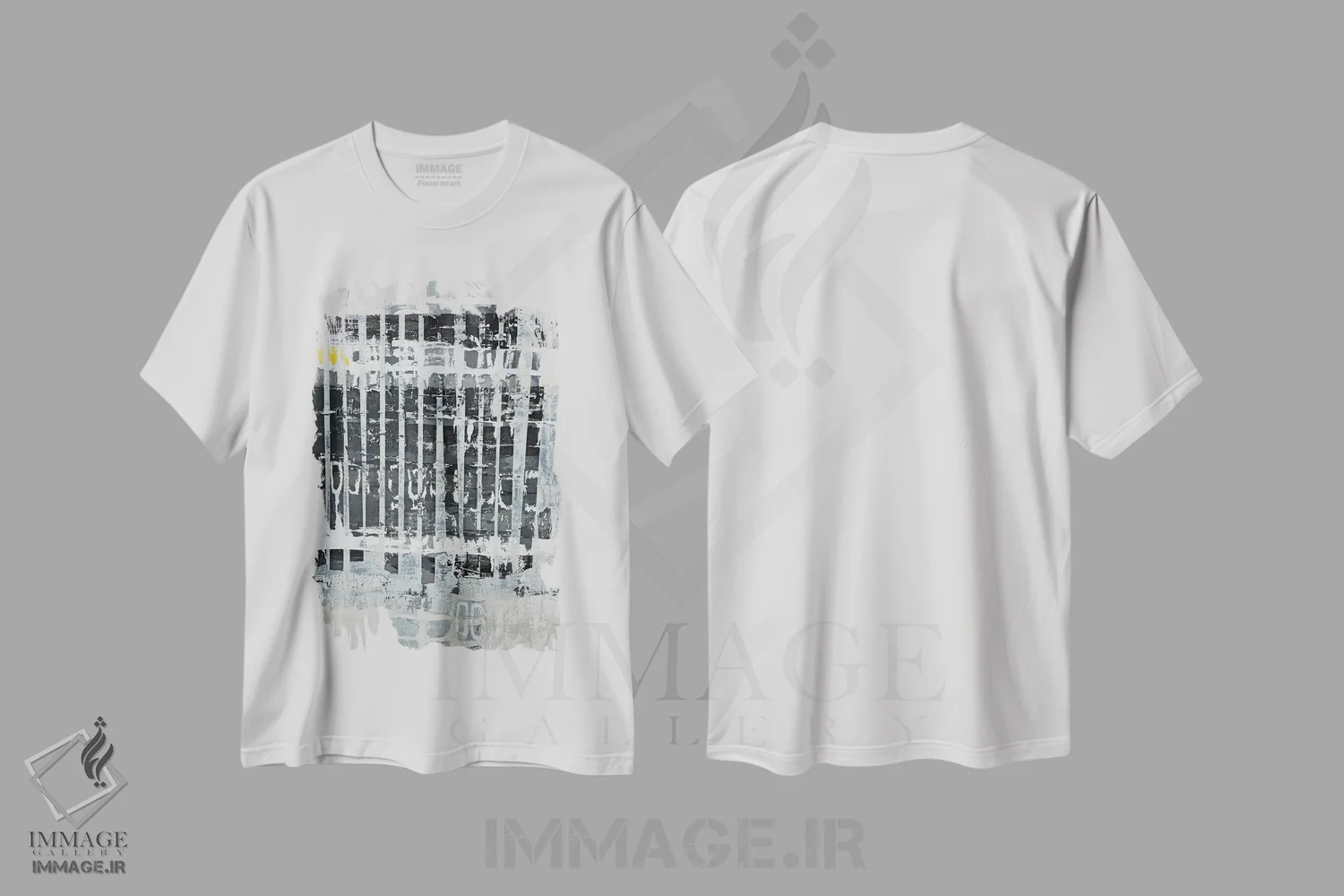 تیشرت سفید طرح دار رستروس ۱، آبستره اثر کاترین شوایندن هامر | فروشگاه ایماژ