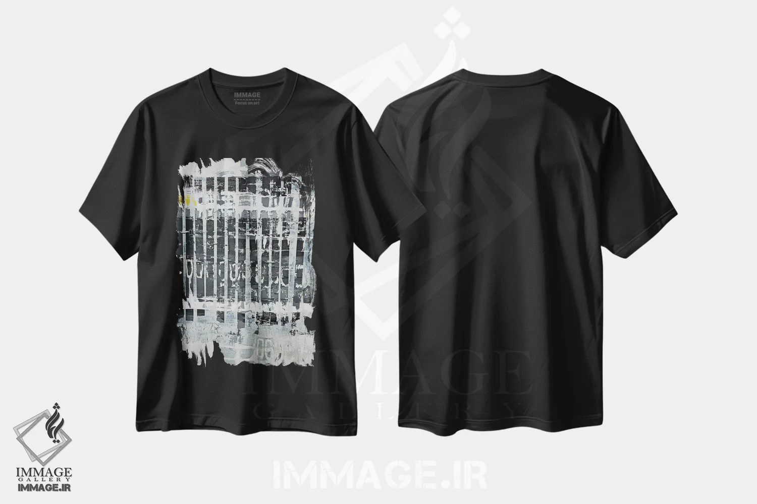 تیشرت مشکی طرح دار رستروس ۱، آبستره اثر کاترین شوایندن هامر | immage.ir