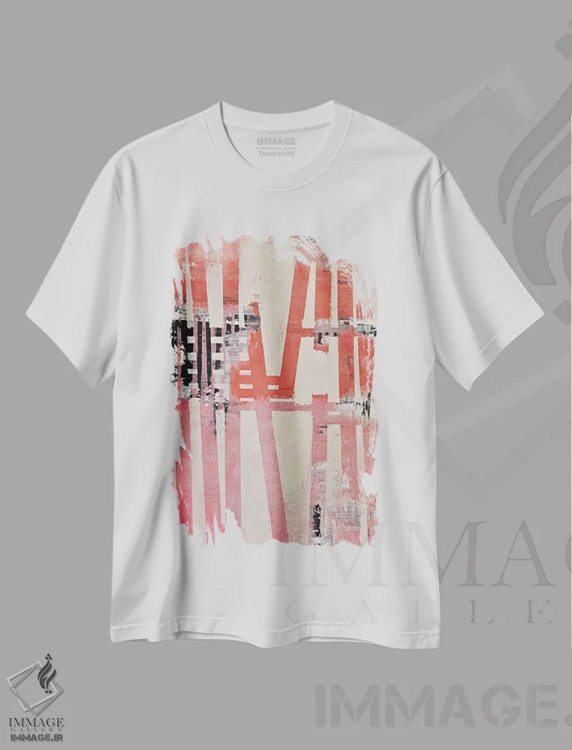 تیشرت سفید طرح دار رستروس ۷، آبستره اثر کاترین شوایندن هامر | فروشگاه ایماژ