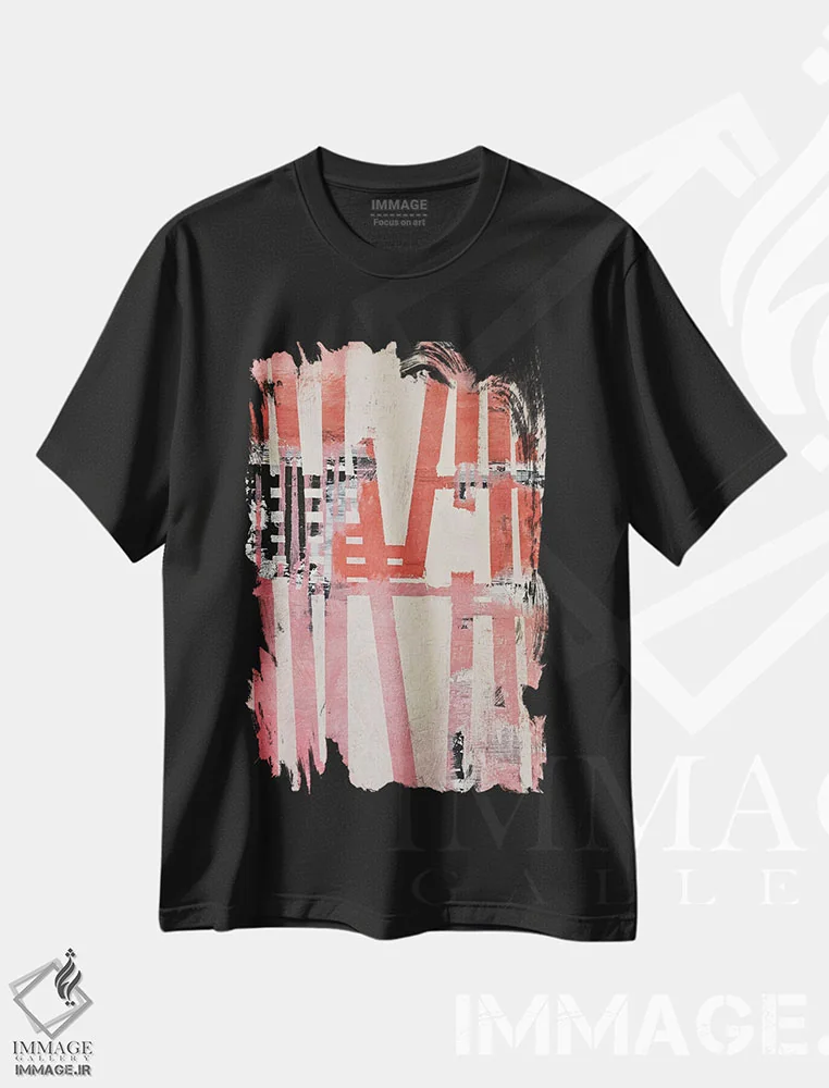 تیشرت مشکی طرح دار رستروس ۷، آبستره اثر کاترین شوایندن هامر | immage.ir