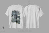 تیشرت سفید طرح دار رستروس ۹، آبستره اثر کاترین شوایندن هامر | فروشگاه ایماژ