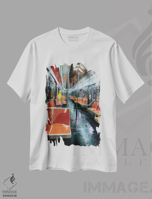 تیشرت سفید طرح دار مسافر روزانه، دکور معاصر اثر کیت تامسون | فروشگاه ایماژ