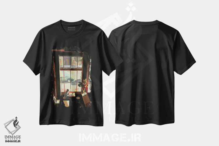 تیشرت مشکی طرح دار رمان بزرگ آمریکایی، دکور معاصر اثر کیت تامسون | immage.ir
