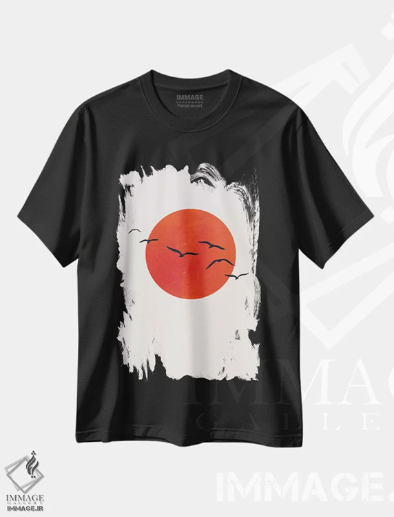 تیشرت مشکی طرح دار یک روز آفتابی، تزئینی اثر کوبیستیکا | فروشگاه ایماژ