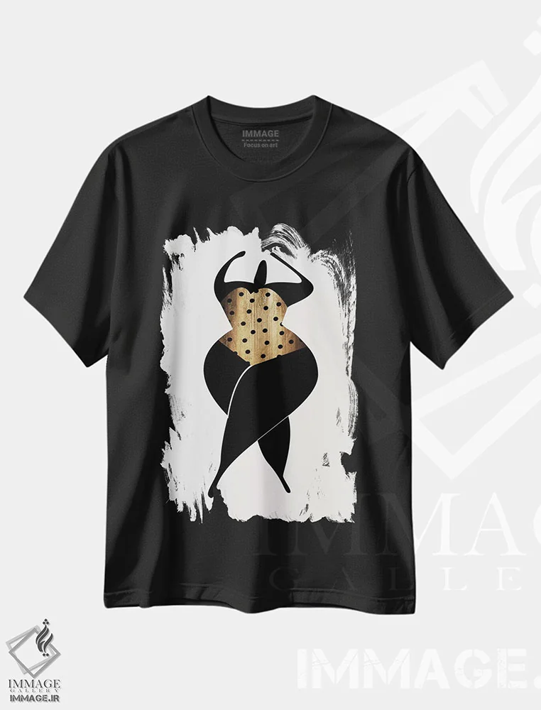تیشرت مشکی طرح دار رقصیدن زیر آفتاب، تزئینی اثر کوبیستیکا | فروشگاه ایماژ