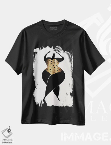 تیشرت مشکی طرح دار رقصیدن زیر آفتاب، تزئینی اثر کوبیستیکا | فروشگاه ایماژ