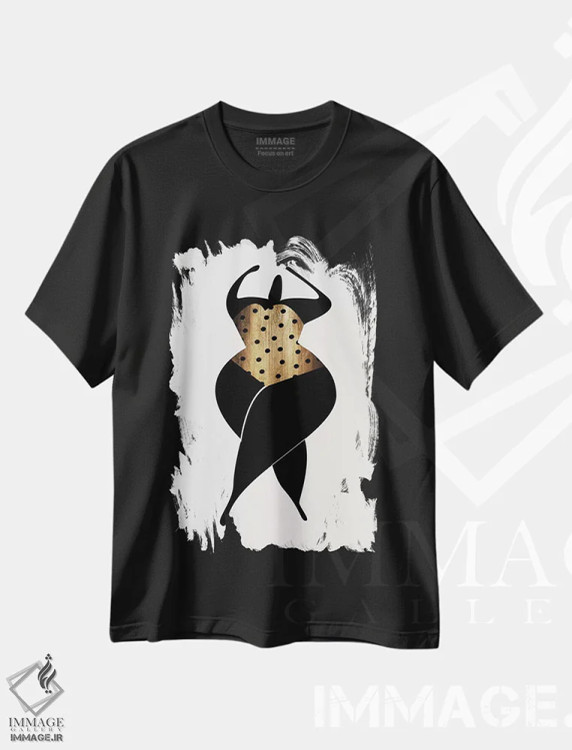 تیشرت مشکی طرح دار رقصیدن زیر آفتاب، تزئینی اثر کوبیستیکا | فروشگاه ایماژ