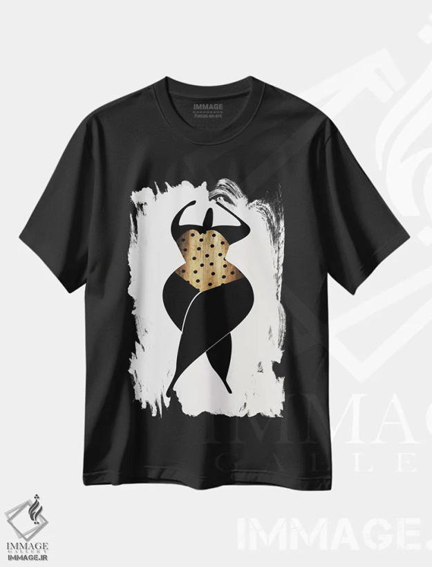 تیشرت مشکی طرح دار رقصیدن زیر آفتاب، تزئینی اثر کوبیستیکا | فروشگاه ایماژ