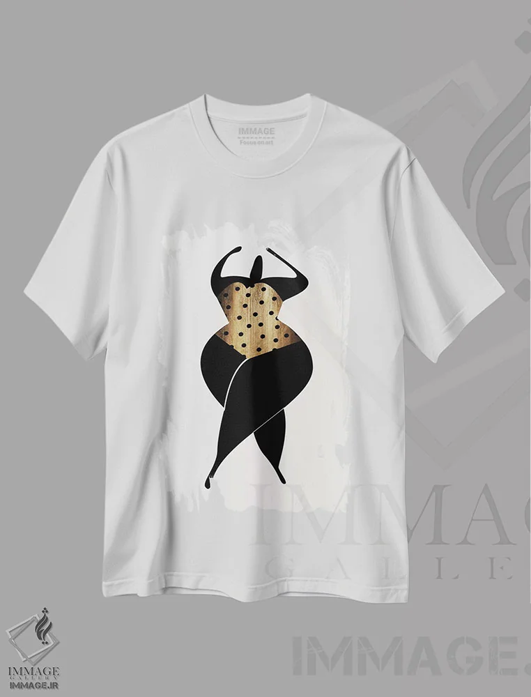 تیشرت سفید طرح دار رقصیدن زیر آفتاب، تزئینی اثر کوبیستیکا | immage.ir