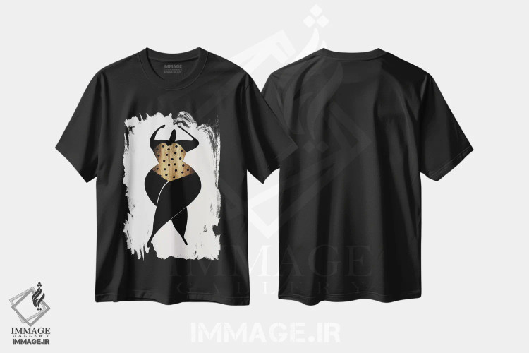 تیشرت مشکی طرح دار رقصیدن زیر آفتاب، تزئینی اثر کوبیستیکا | فروشگاه ایماژ