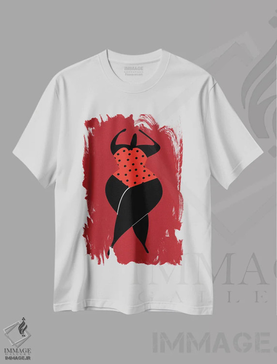 تیشرت سفید طرح دار رقصیدن زیر آفتاب، تزئینی اثر کوبیستیکا | immage.ir