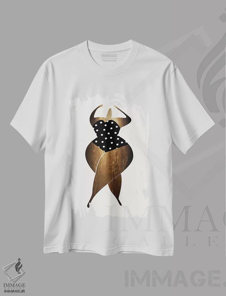 تیشرت سفید طرح دار رقصیدن زیر آفتاب، تزئینی اثر کوبیستیکا | فروشگاه ایماژ