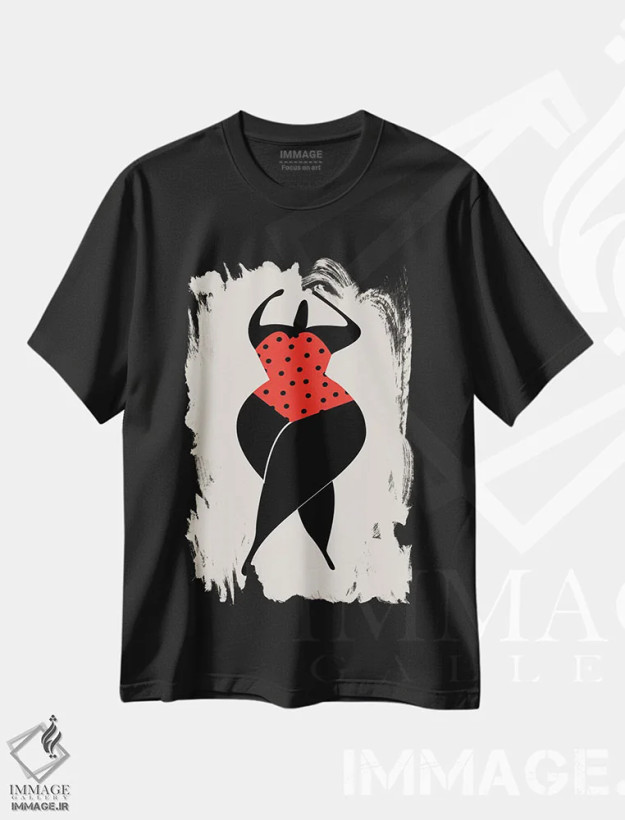 تیشرت مشکی طرح دار رقصیدن زیر آفتاب، تزئینی اثر کوبیستیکا | فروشگاه ایماژ