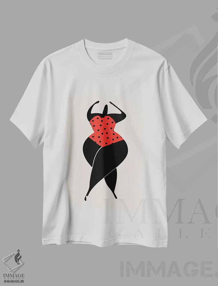 تیشرت سفید طرح دار رقصیدن زیر آفتاب، تزئینی اثر کوبیستیکا | immage.ir