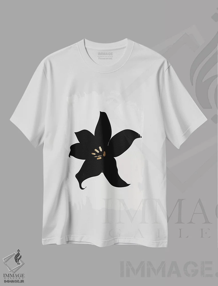 تیشرت سفید طرح دار ارکیده تیره، تزئینی اثر کوبیستیکا | فروشگاه ایماژ