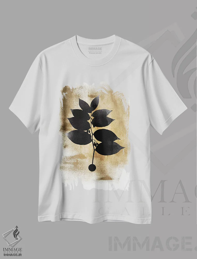 تیشرت سفید طرح دار گیاه تیره، تزئینی اثر کوبیستیکا | immage.ir