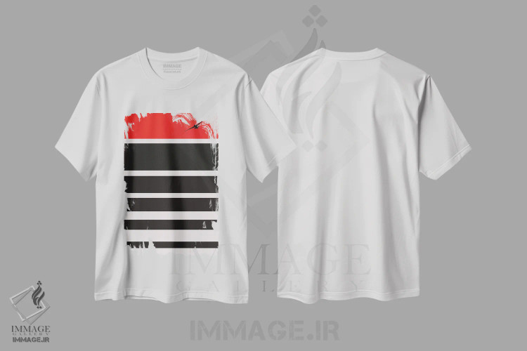 تیشرت سفید طرح دار غروب دیجیتال، آبستره اثر کوبیستیکا | فروشگاه ایماژ