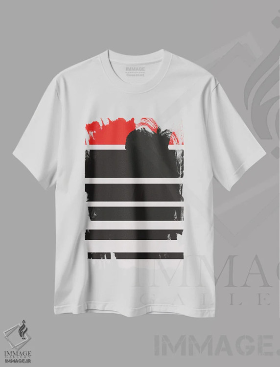 تیشرت سفید طرح دار غروب دیجیتال، آبستره اثر کوبیستیکا | immage.ir