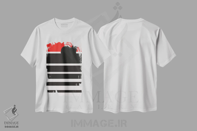 تیشرت سفید طرح دار غروب دیجیتال، آبستره اثر کوبیستیکا | immage.ir