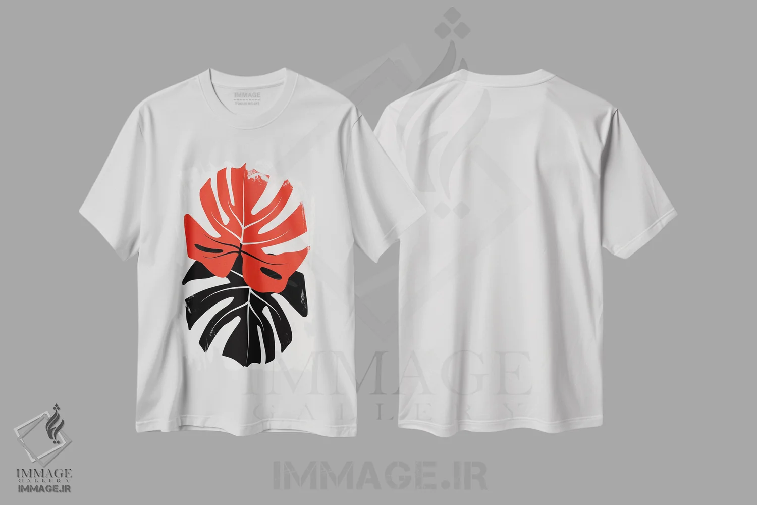 تیشرت سفید طرح دار دوئت برگ های مونسترا، تزئینی اثر کوبیستیکا | فروشگاه ایماژ