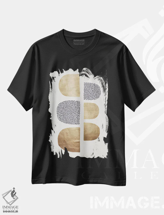 تیشرت مشکی طرح دار انتزاع هندسی اثر کوبیستیکا | فروشگاه ایماژ