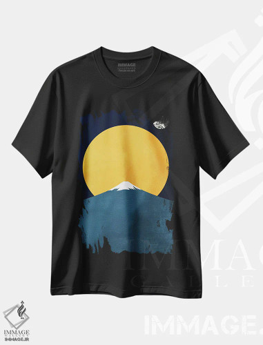 تیشرت مشکی طرح دار هیمالیا در شب، تزئینی اثر کوبیستیکا | فروشگاه ایماژ