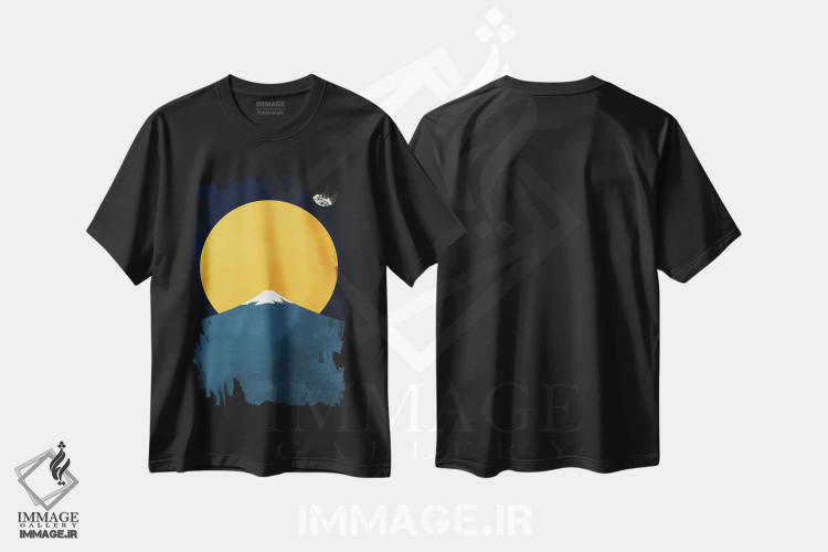 تیشرت مشکی طرح دار هیمالیا در شب، تزئینی اثر کوبیستیکا | فروشگاه ایماژ