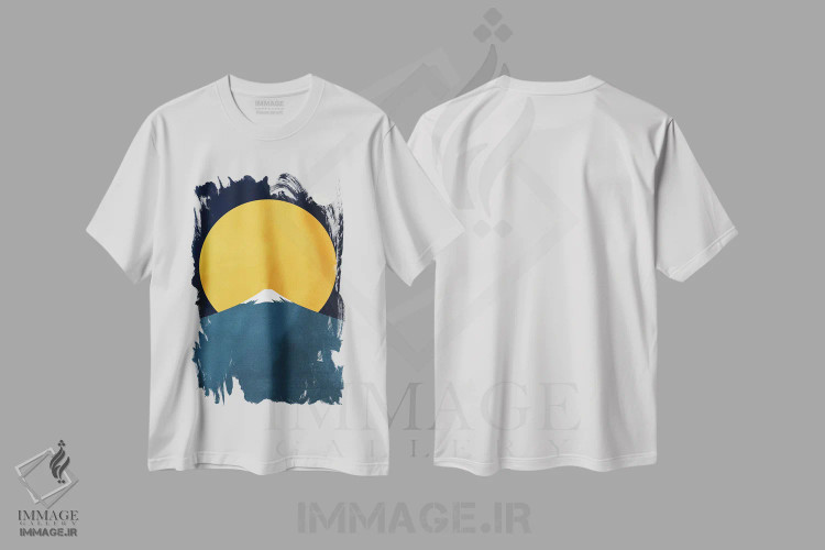 تیشرت سفید طرح دار هیمالیا در شب، تزئینی اثر کوبیستیکا | immage.ir
