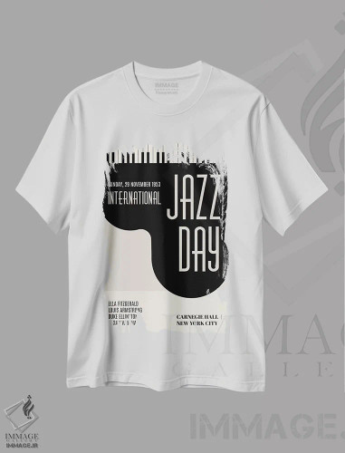 تیشرت سفید طرح دار روزهای جازی، تزئینی اثر کوبیستیکا | فروشگاه ایماژ