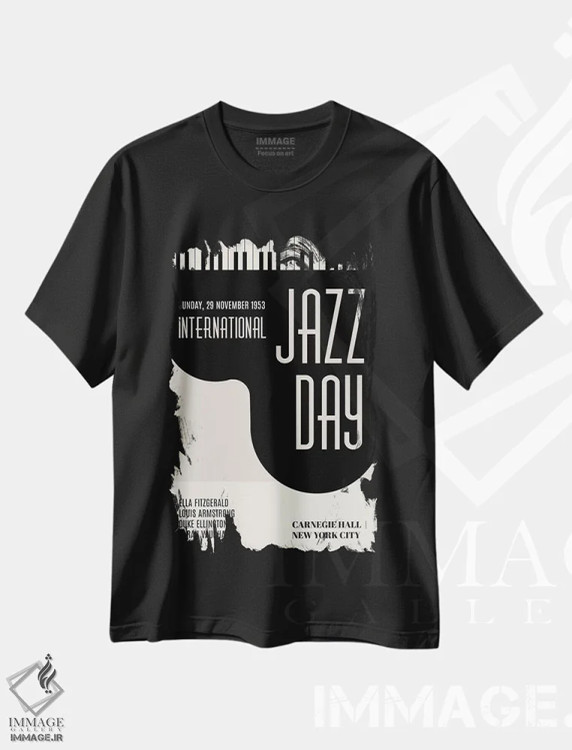 تیشرت مشکی طرح دار روزهای جازی، تزئینی اثر کوبیستیکا | immage.ir
