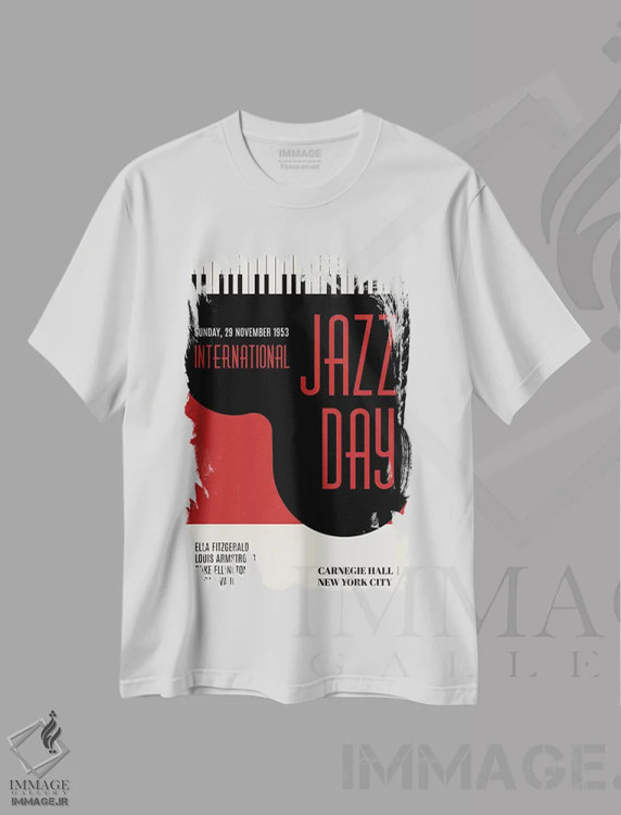 تیشرت سفید طرح دار روزهای جازی، تزئینی اثر کوبیستیکا | immage.ir