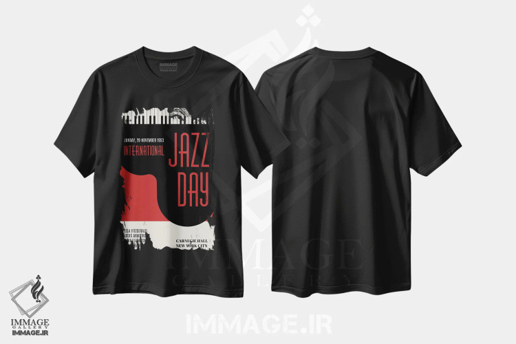 تیشرت مشکی طرح دار روزهای جازی، تزئینی اثر کوبیستیکا | فروشگاه ایماژ