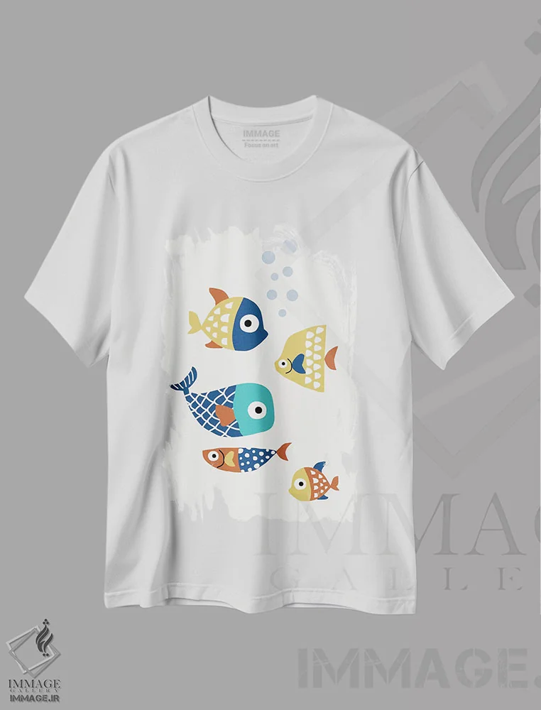 تیشرت سفید طرح دار دوستان کوچک، تزئینی اثر کوبیستیکا | فروشگاه ایماژ