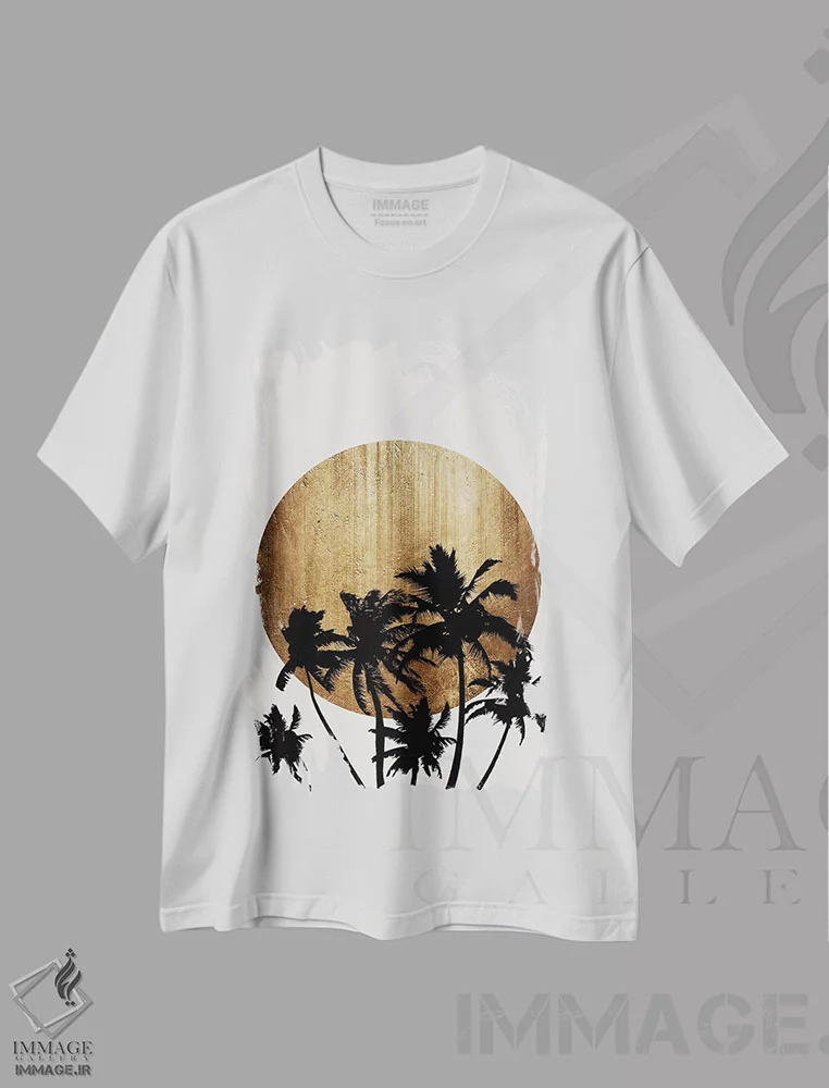 تیشرت سفید طرح دار ساحل میامی، تزئینی اثر کوبیستیکا | immage.ir