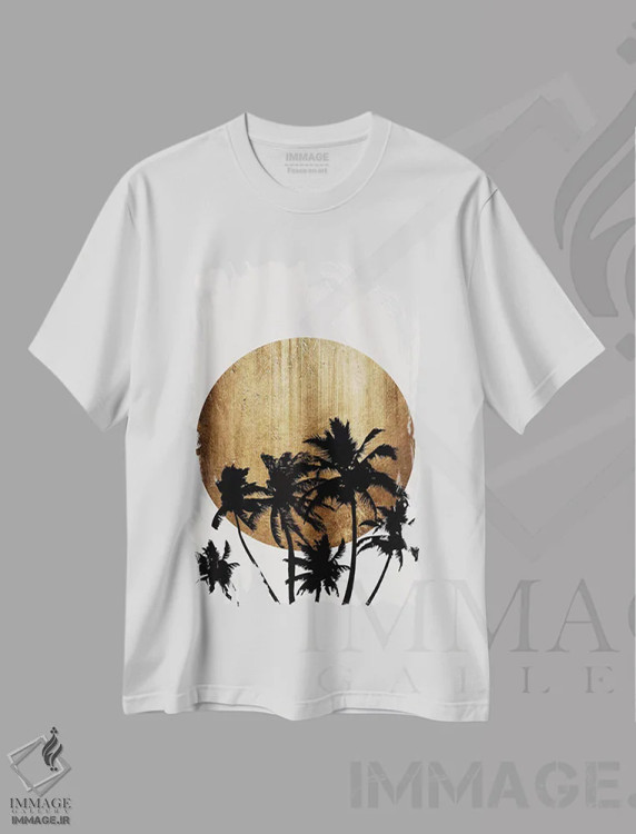 تیشرت سفید طرح دار ساحل میامی، تزئینی اثر کوبیستیکا | immage.ir