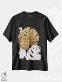 تیشرت مشکی طرح دار برگ های مونسترا، تزئینی اثر کوبیستیکا | فروشگاه ایماژ