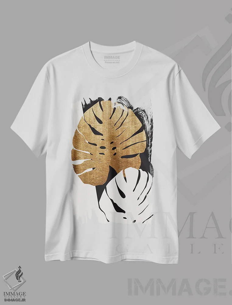 تیشرت سفید طرح دار برگ های مونسترا، تزئینی اثر کوبیستیکا | immage.ir