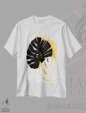 تیشرت سفید طرح دار برگ های مونسترا، تزئینی اثر کوبیستیکا | فروشگاه ایماژ