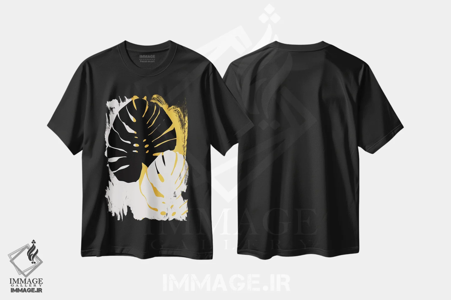 تیشرت مشکی طرح دار برگ های مونسترا، تزئینی اثر کوبیستیکا | immage.ir