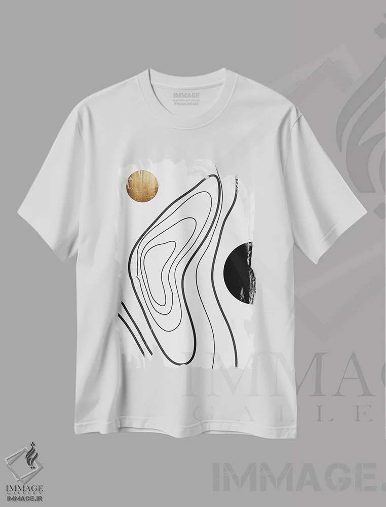 تیشرت سفید طرح دار جهان من، تزئینی اثر کوبیستیکا | immage.ir