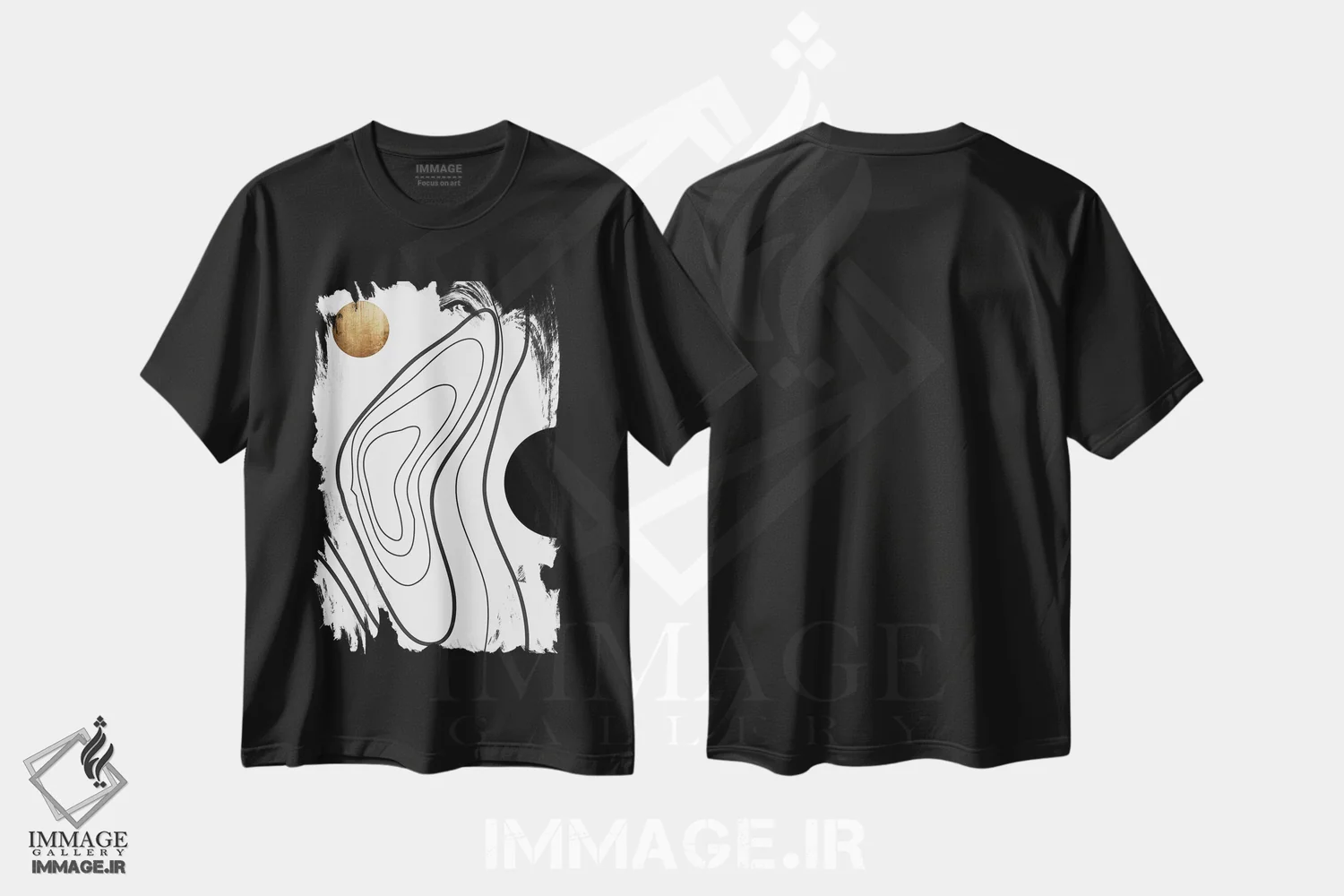 تیشرت مشکی طرح دار جهان من، تزئینی اثر کوبیستیکا | فروشگاه ایماژ