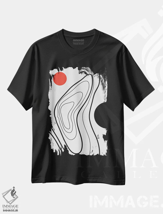 تیشرت مشکی طرح دار جهان من، تزئینی اثر کوبیستیکا | immage.ir