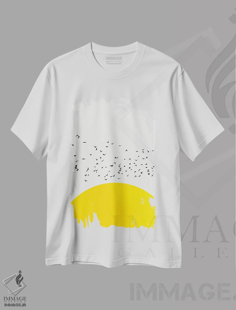 تیشرت سفید طرح دار هزار پرنده، تزئینی اثر کوبیستیکا | immage.ir