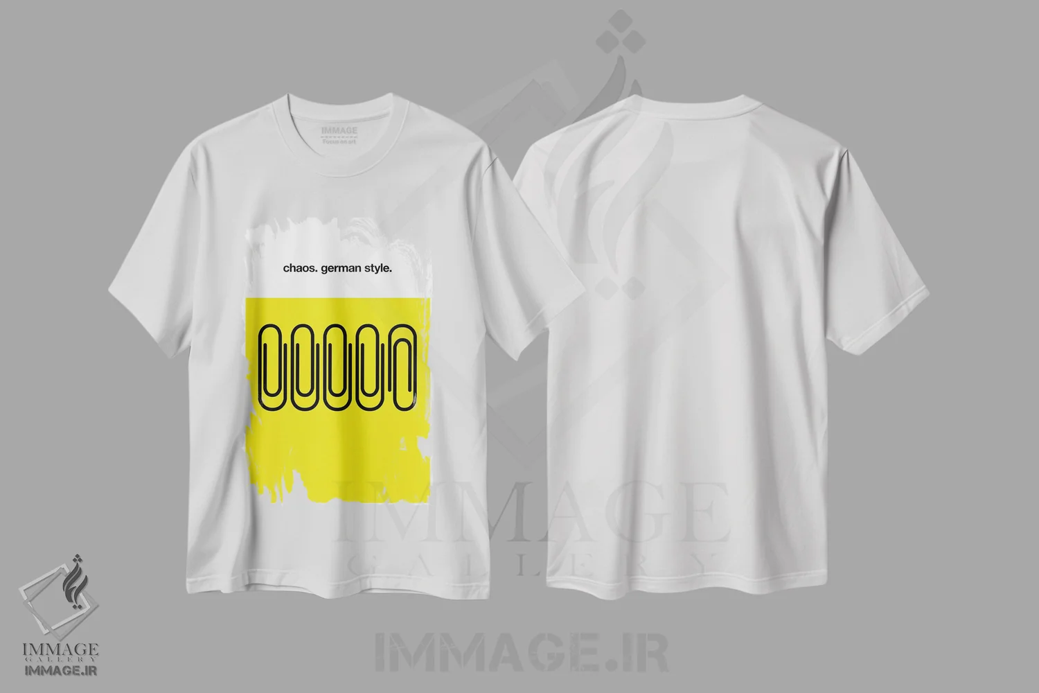 تیشرت سفید طرح دار هرج و مرج به سبک آلمانی، هنر دیجیتال اثر کوبیستیکا | فروشگاه ایماژ